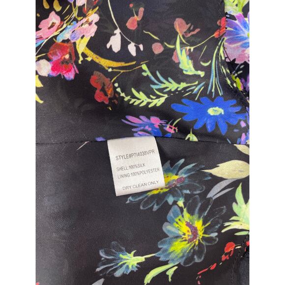 Parker Silk Ruffle Chrissy Floral Mini Dress Multicolor Keyhole Neck Silk Size M - Picture 9 of 10